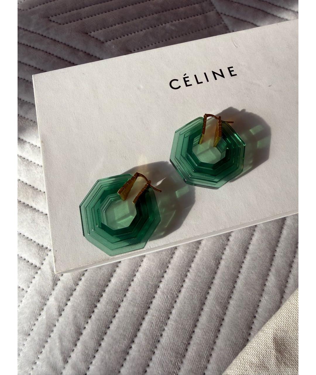 CELINE Зеленые пластиковые серьги, фото 2