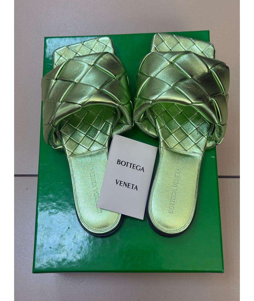 BOTTEGA VENETA Зеленые кожаные сандалии, фото 3