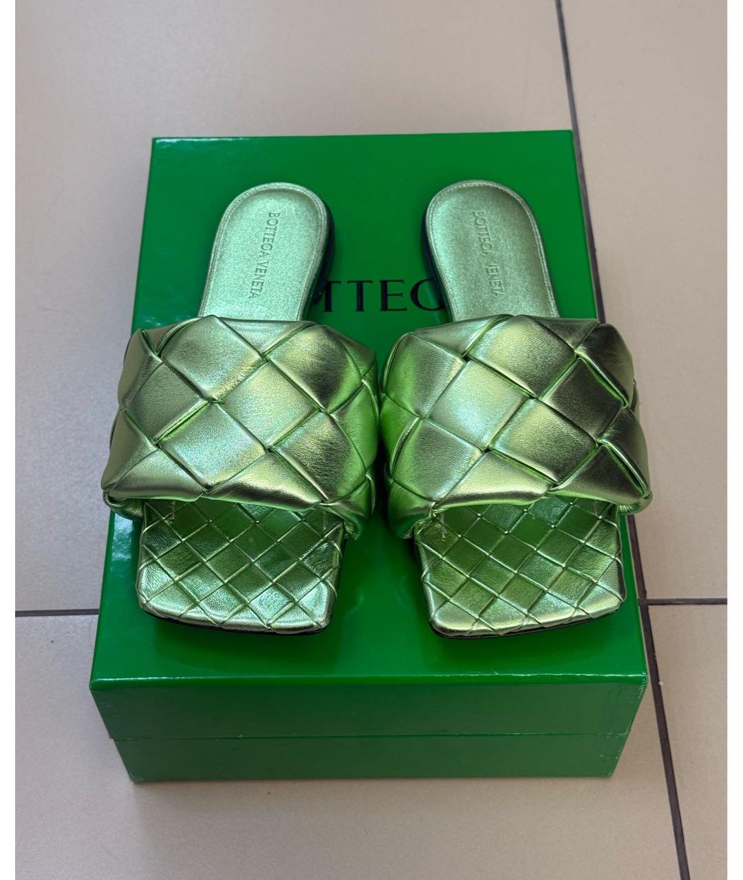 BOTTEGA VENETA Зеленые кожаные сандалии, фото 2