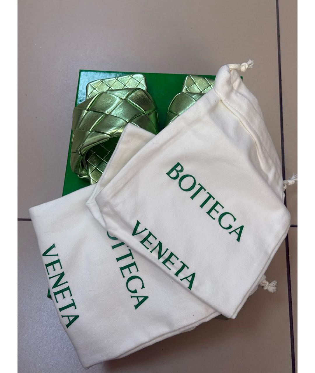 BOTTEGA VENETA Зеленые кожаные сандалии, фото 5