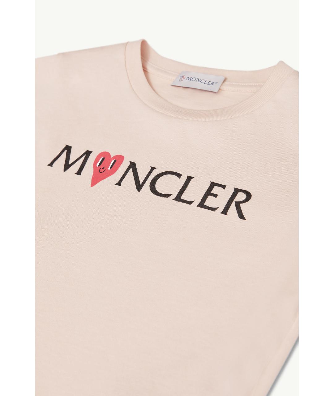 MONCLER KIDS Розовый хлопковый детская футболка / топ, фото 3
