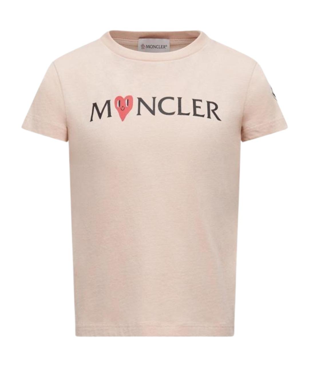 MONCLER KIDS Розовый хлопковый детская футболка / топ, фото 1