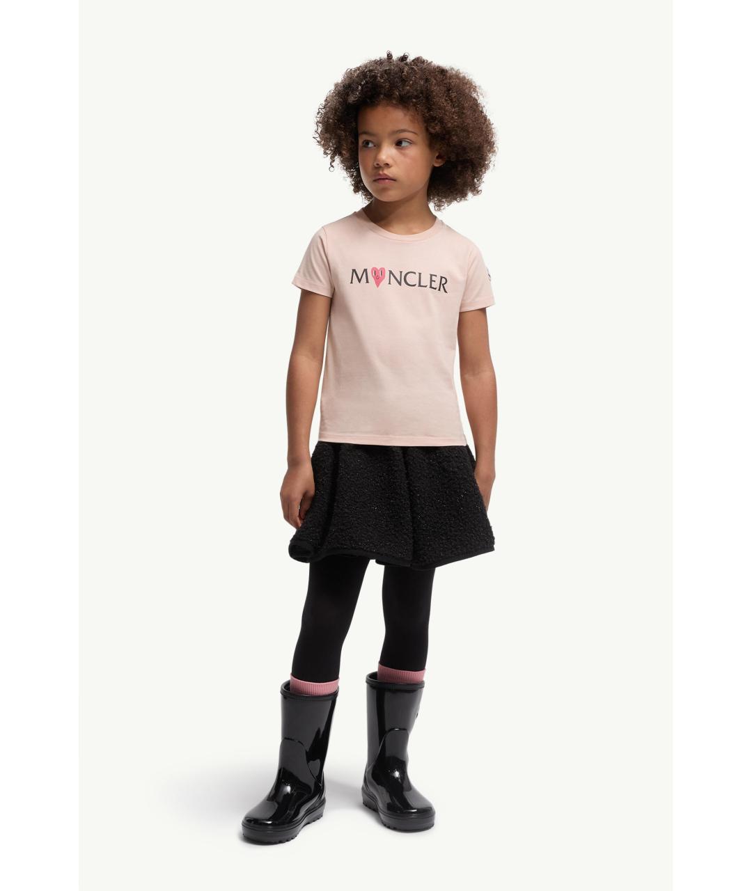 MONCLER KIDS Розовый хлопковый детская футболка / топ, фото 2