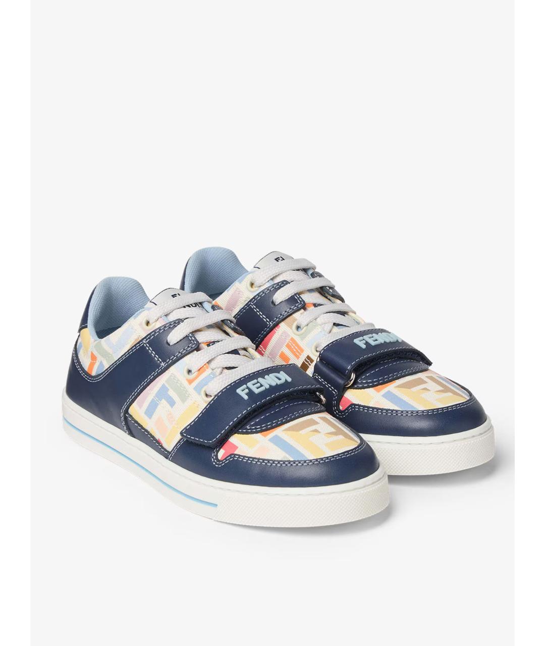 FENDI Синие кожаные кеды, фото 2