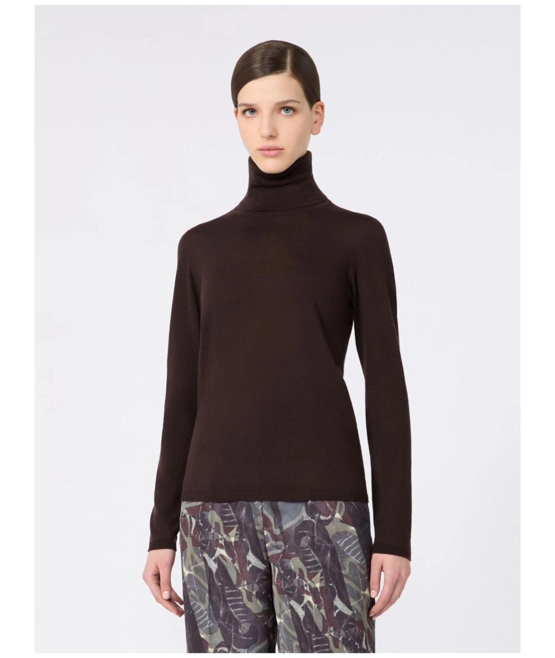 MAX MARA Коричневая шерстяная водолазка, фото 3