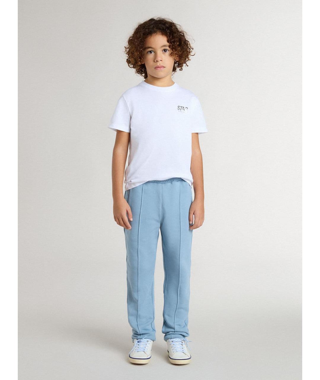 GOLDEN GOOSE Голубые хлопковые брюки и шорты, фото 3