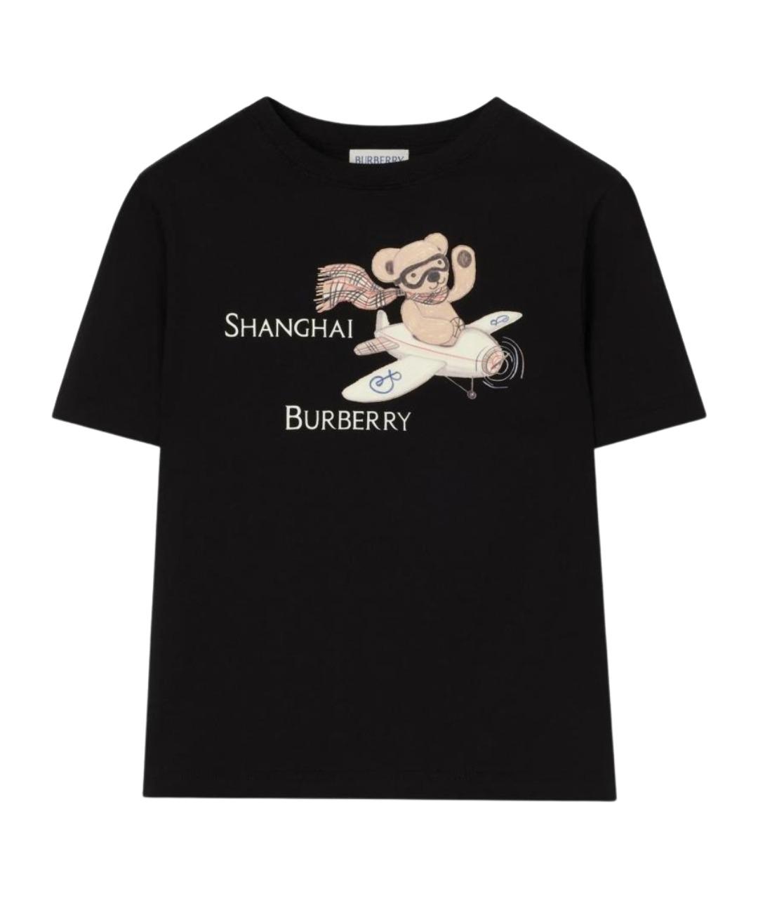 BURBERRY Черная хлопковая детская футболка, фото 1