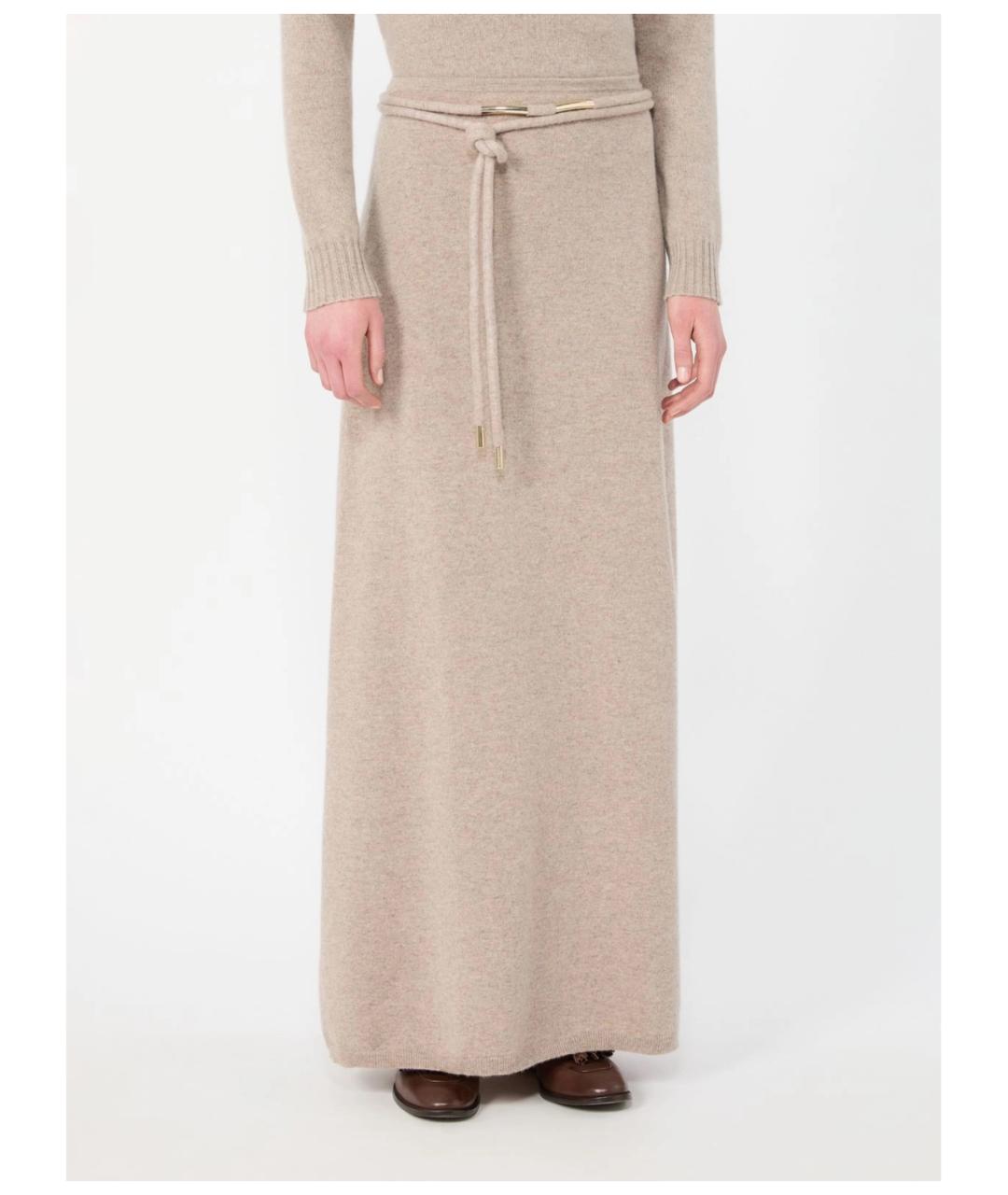 MAX MARA Бежевая кашемировая юбка макси, фото 3