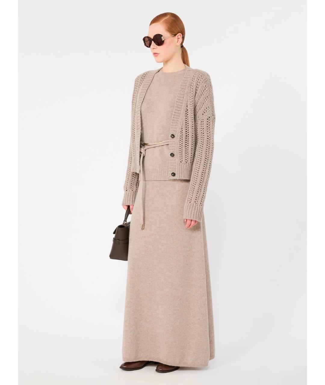 MAX MARA Бежевая кашемировая юбка макси, фото 2
