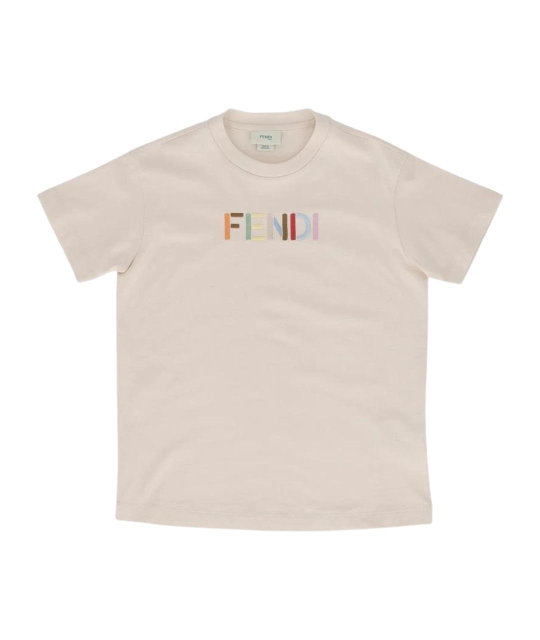 FENDI Бежевый хлопковый детская футболка / топ, фото 1
