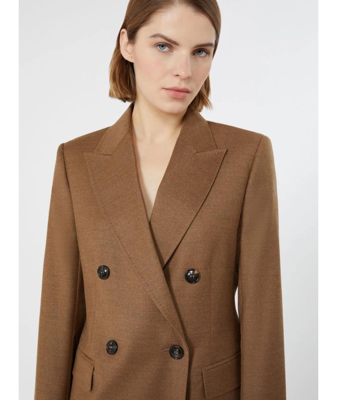 MAX MARA STUDIO Коричневый шерстяной жакет/пиджак, фото 5