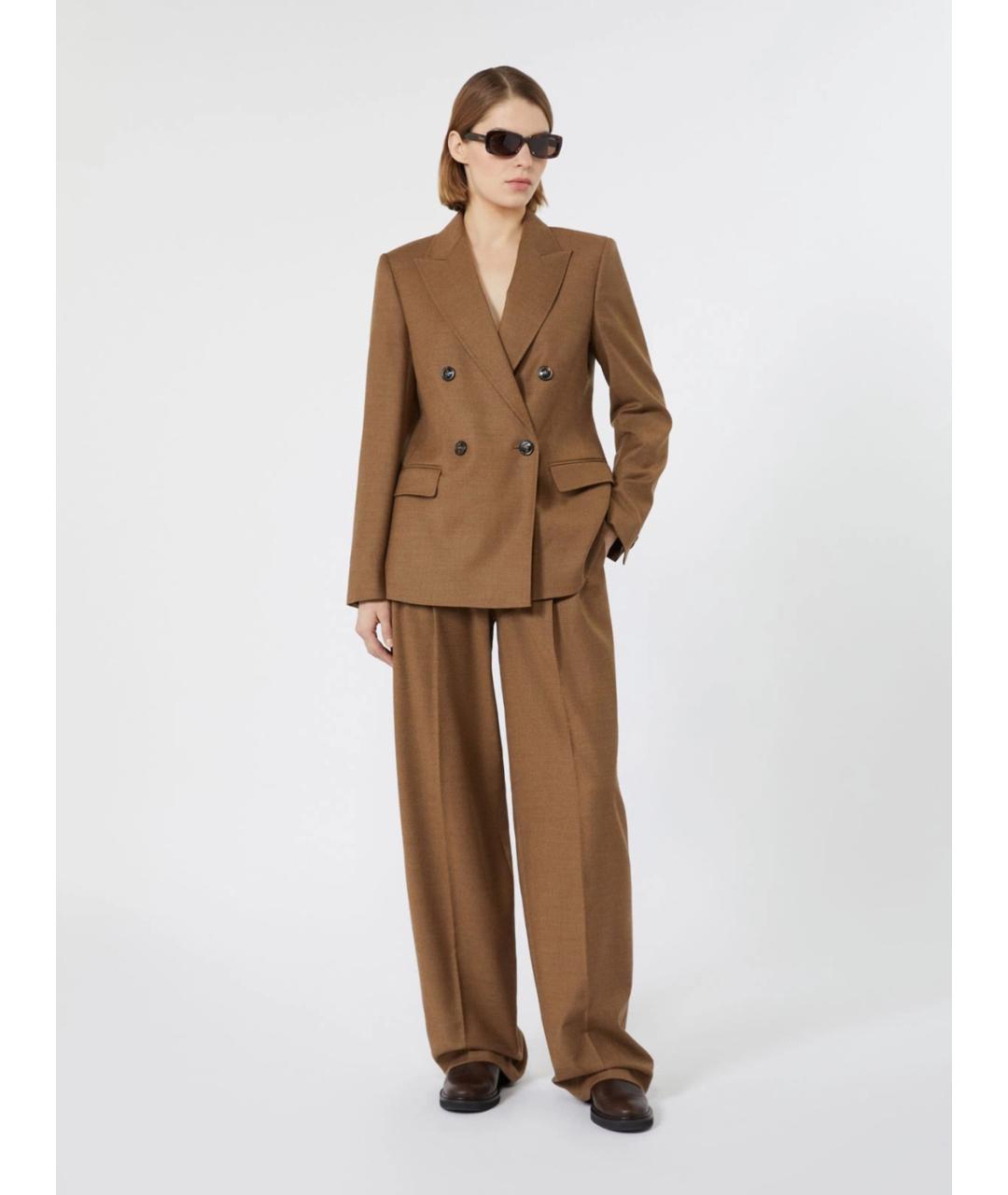 MAX MARA STUDIO Коричневый шерстяной жакет/пиджак, фото 2
