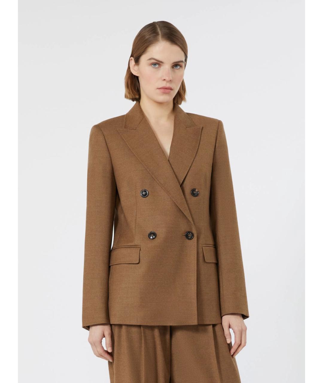 MAX MARA STUDIO Коричневый шерстяной жакет/пиджак, фото 3