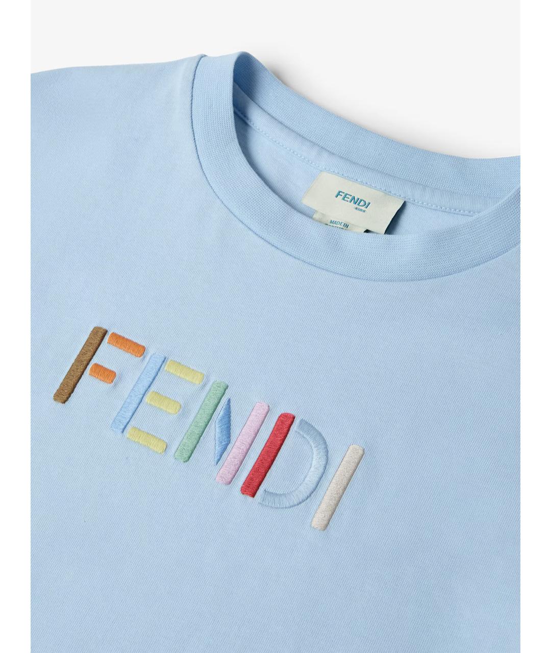 FENDI Голубой хлопковый детская футболка / топ, фото 3