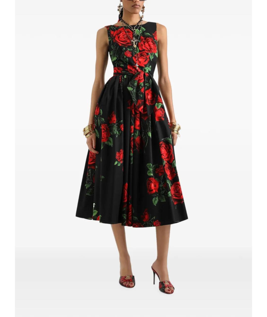 DOLCE&GABBANA Черное хлопковое платье, фото 2