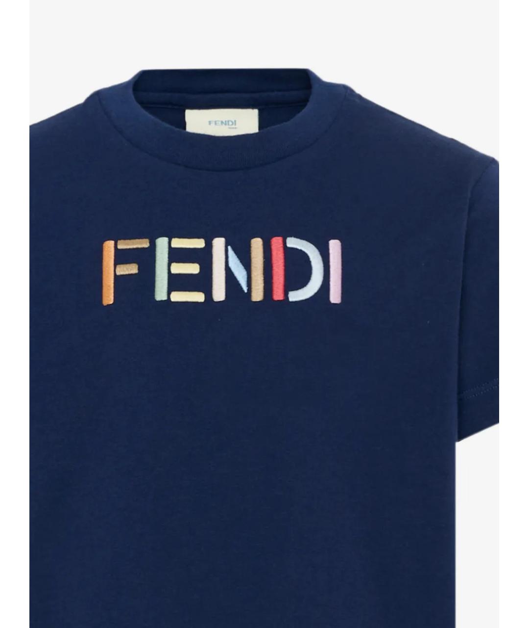 FENDI Темно-синий хлопковый детская футболка / топ, фото 3