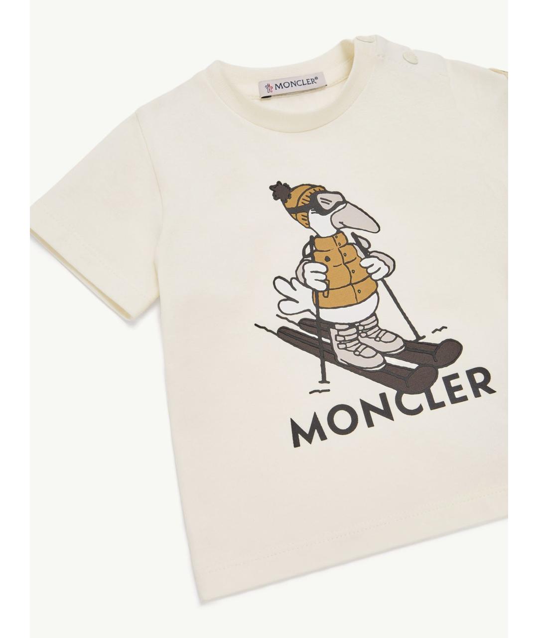 MONCLER KIDS Белая хлопковая детская футболка, фото 3