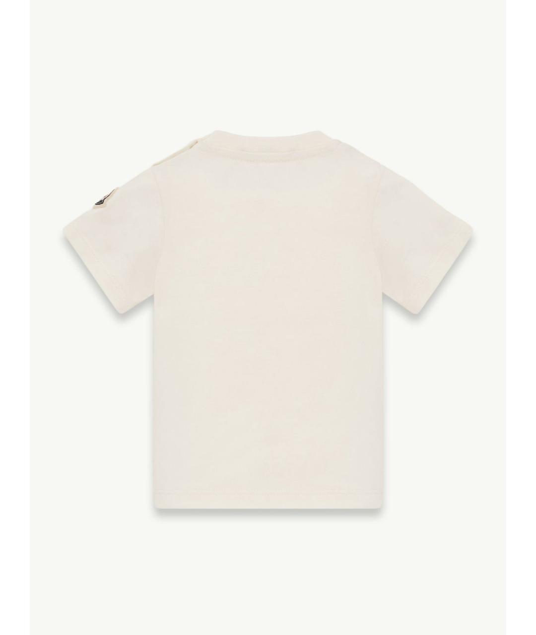 MONCLER KIDS Белая хлопковая детская футболка, фото 2