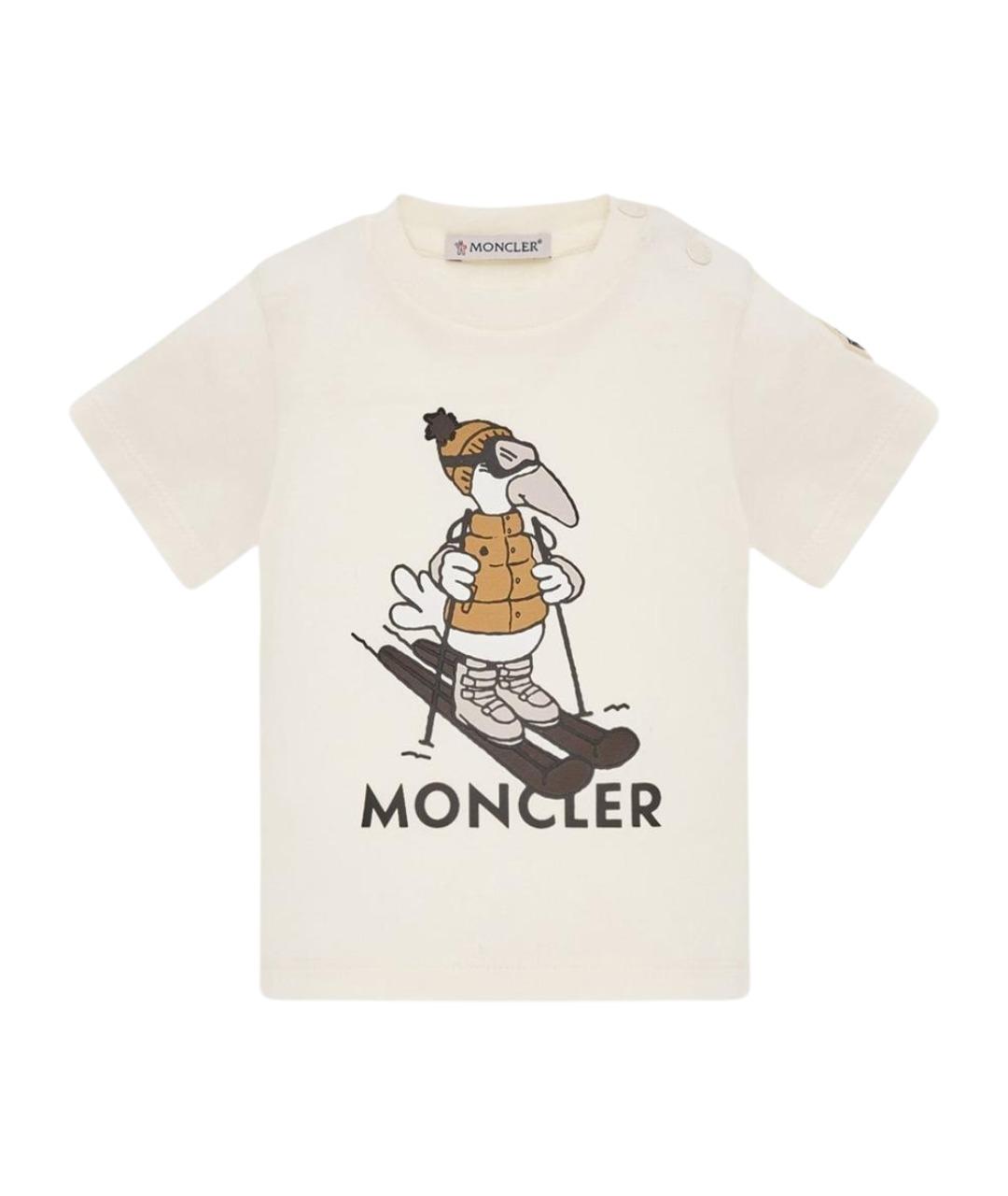 MONCLER KIDS Белая хлопковая детская футболка, фото 1