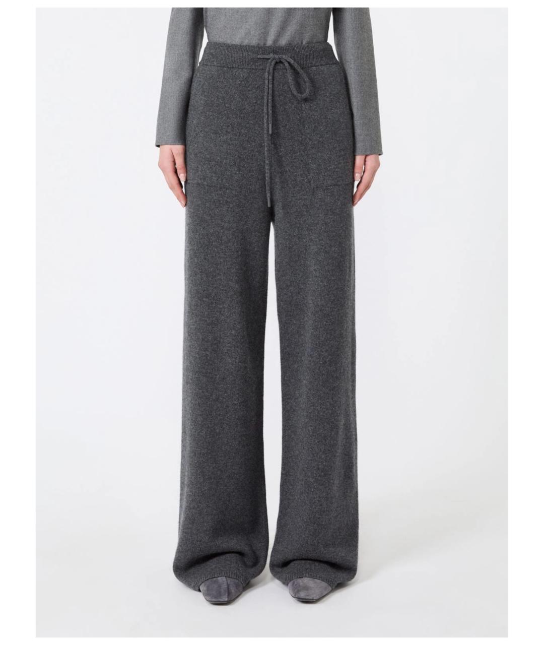 MAX MARA Серые кашемировые брюки широкие, фото 2