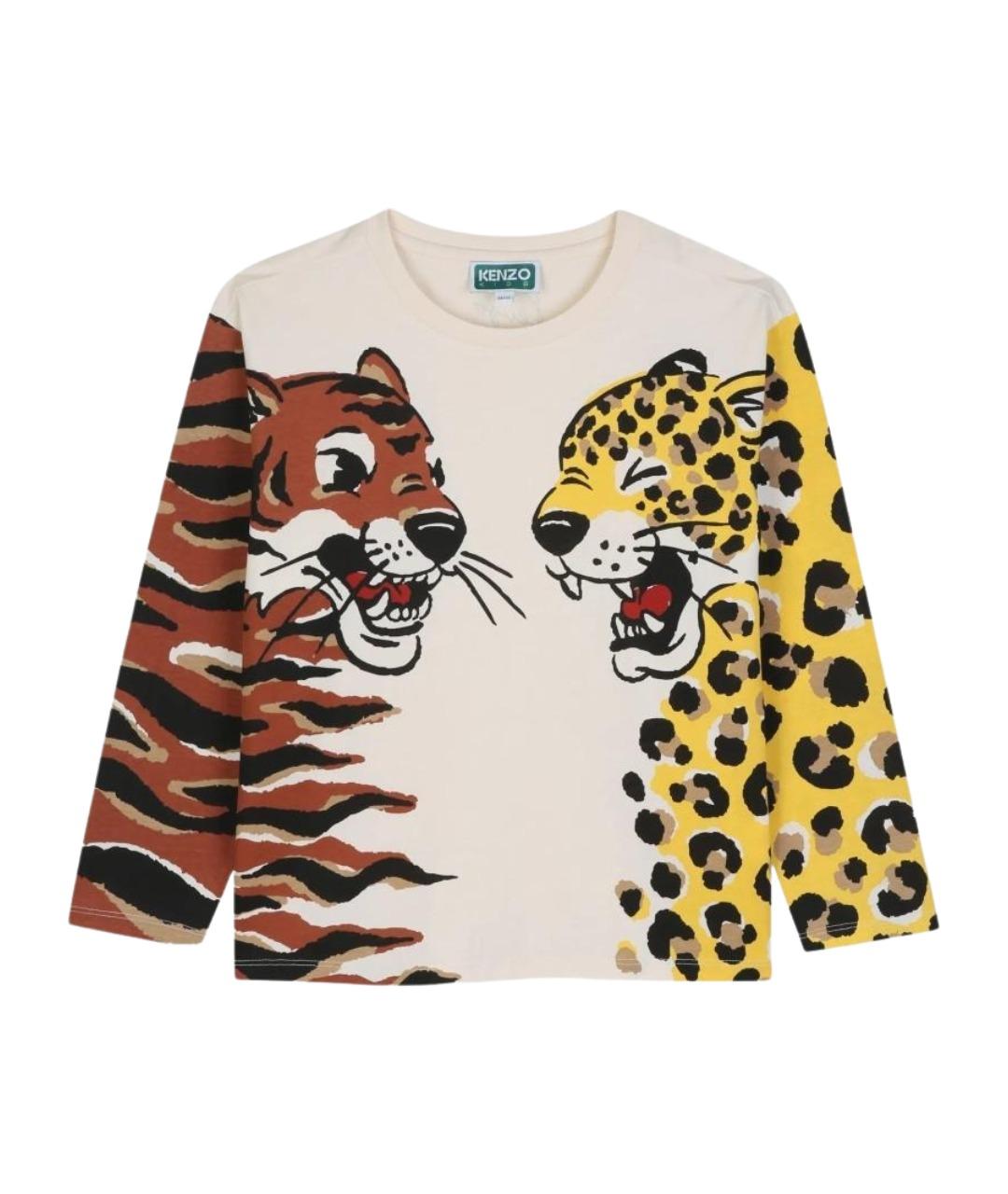 KENZO Бежевая хлопковая детская футболка, фото 1