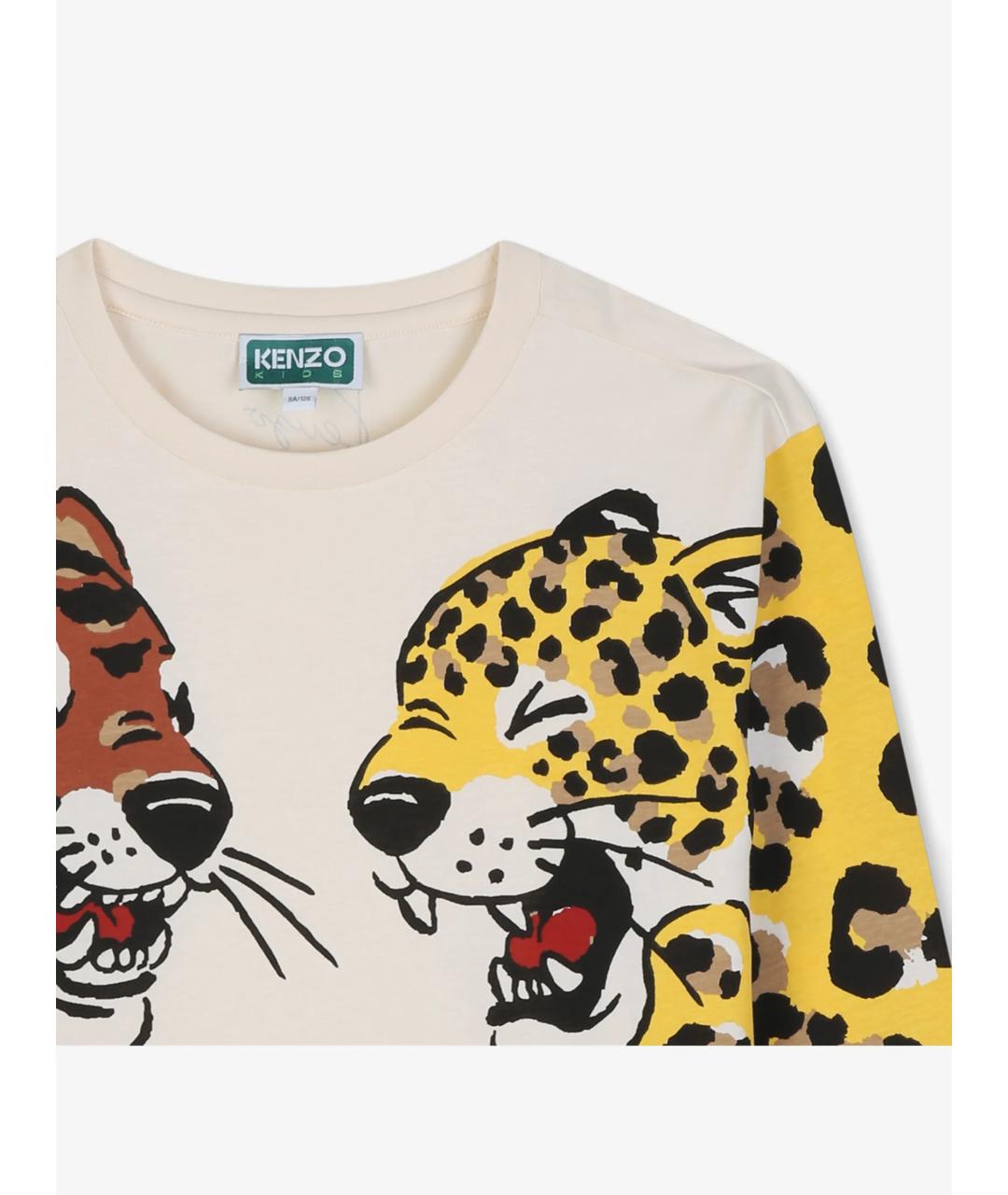 KENZO Бежевая хлопковая детская футболка, фото 3
