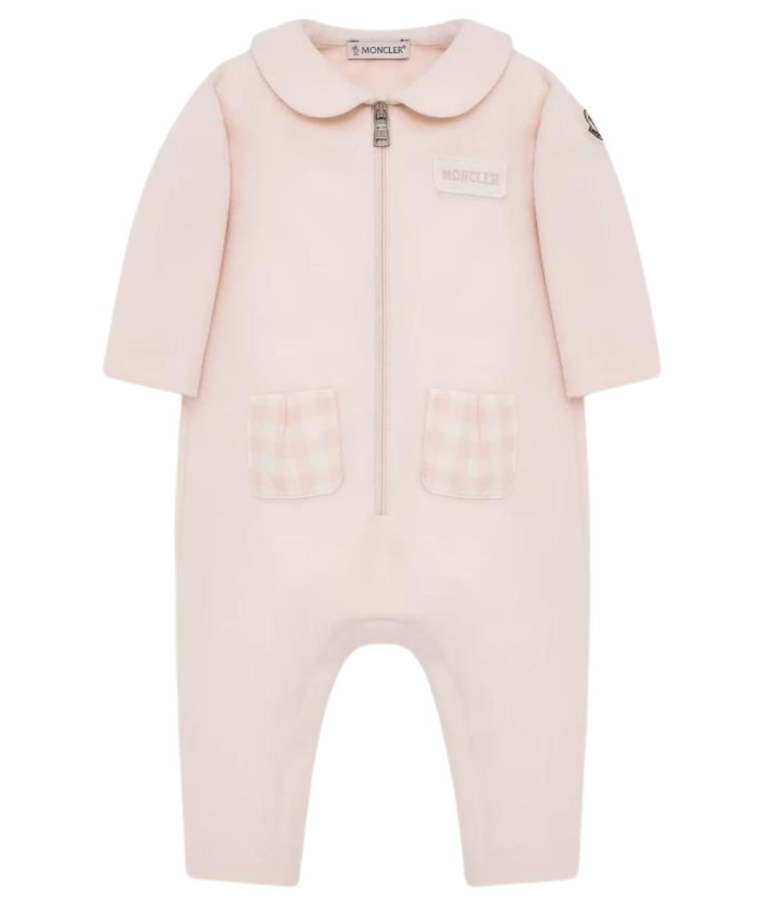 MONCLER KIDS Розовый хлопковый боди/ползунок, фото 1