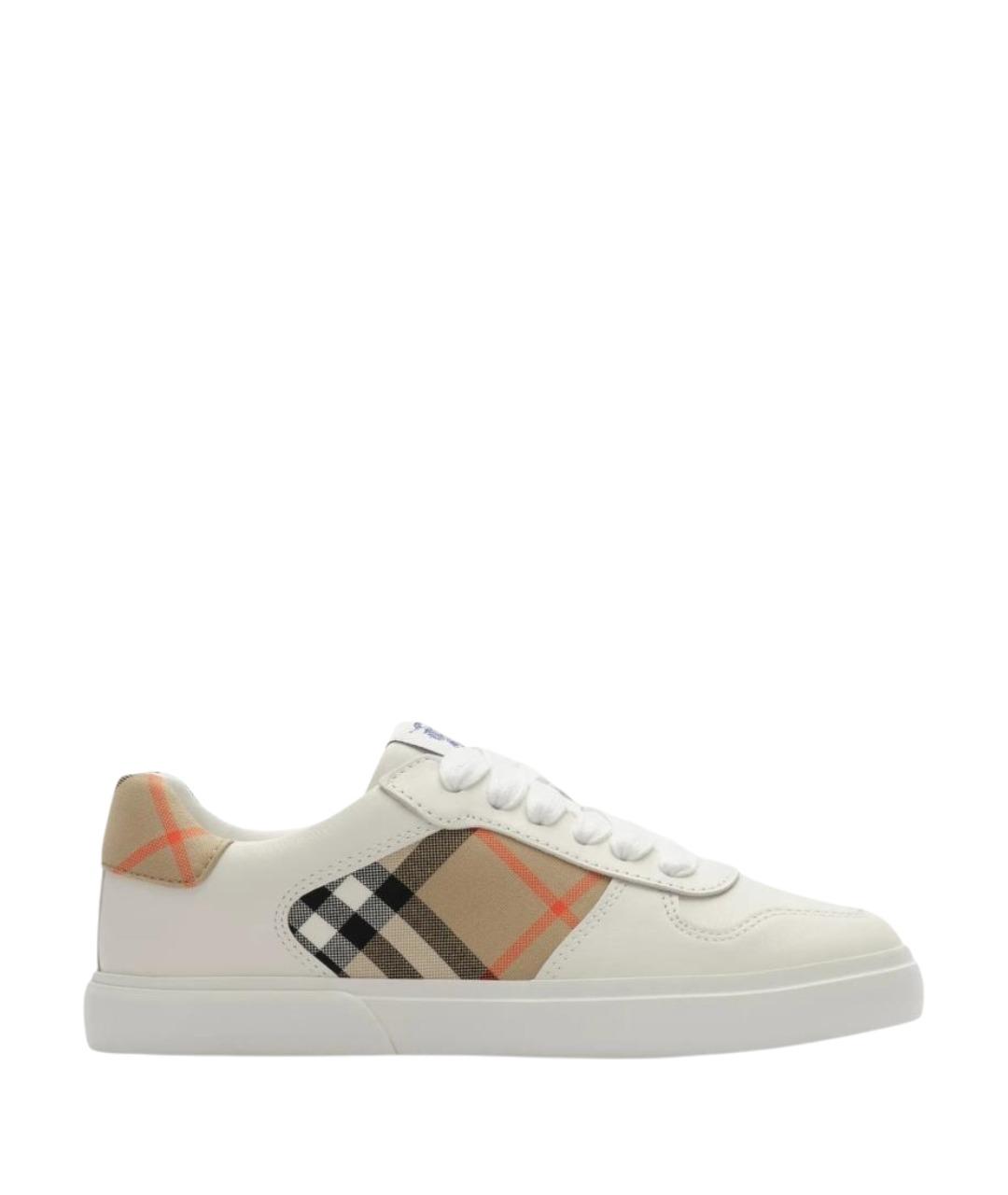 BURBERRY Белые кожаные кеды, фото 1