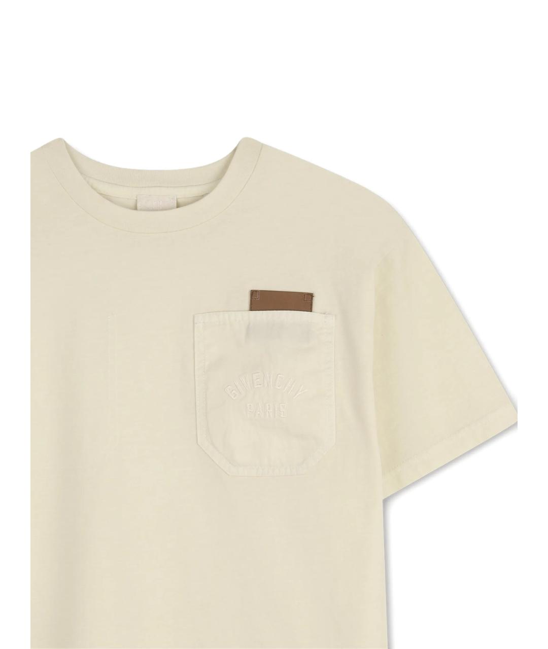 GIVENCHY Бежевая хлопковая детская футболка, фото 3