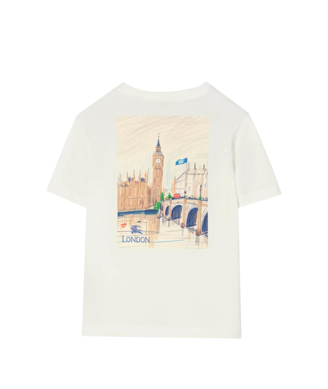BURBERRY Белая хлопковая детская футболка, фото 2