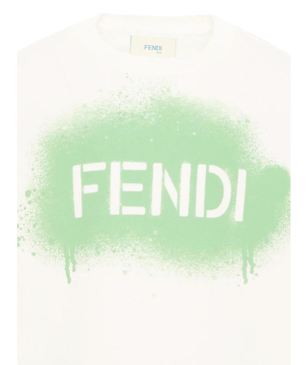 FENDI Белая хлопковая детская футболка, фото 3