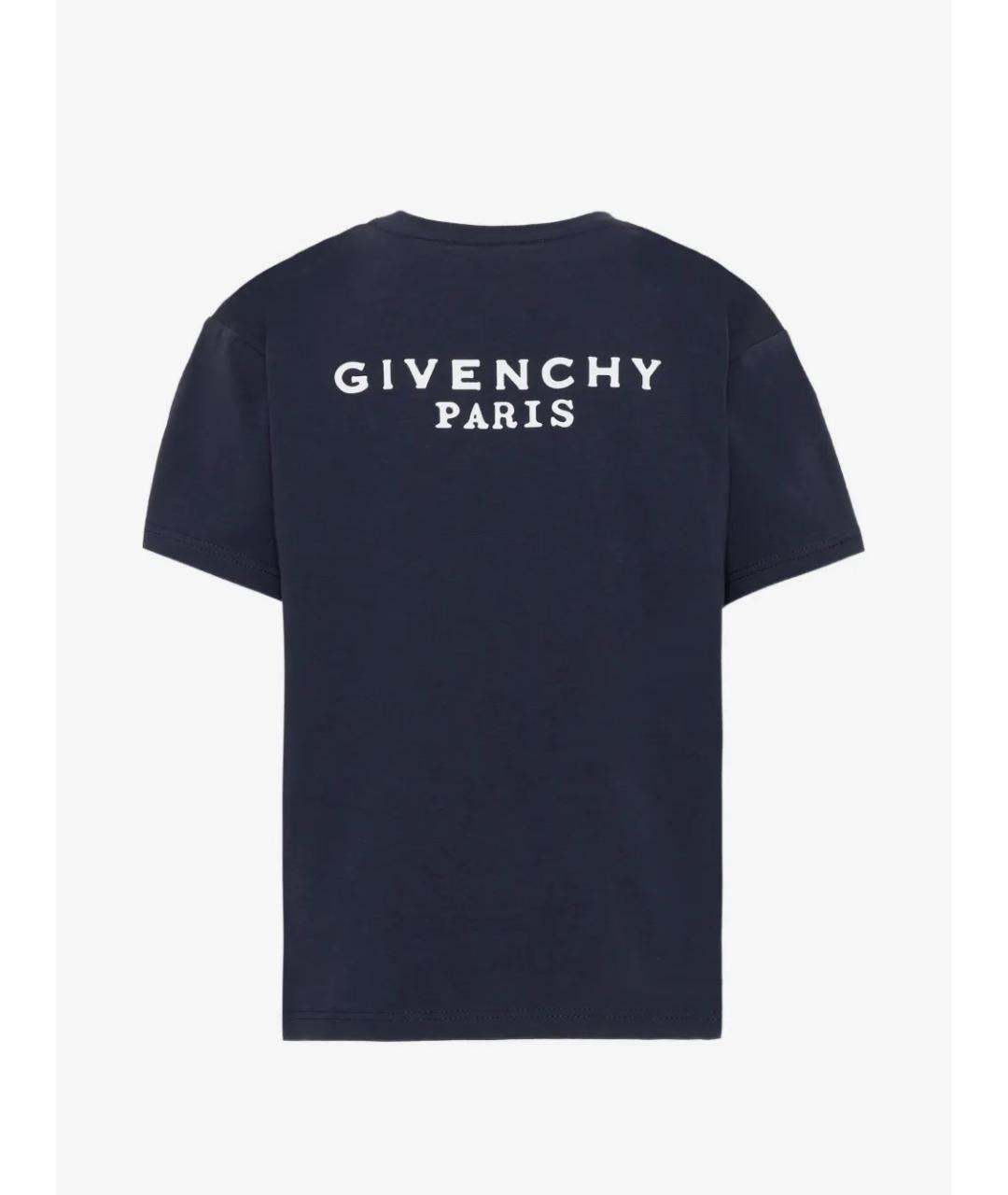 GIVENCHY Темно-синяя хлопковая детская футболка, фото 2