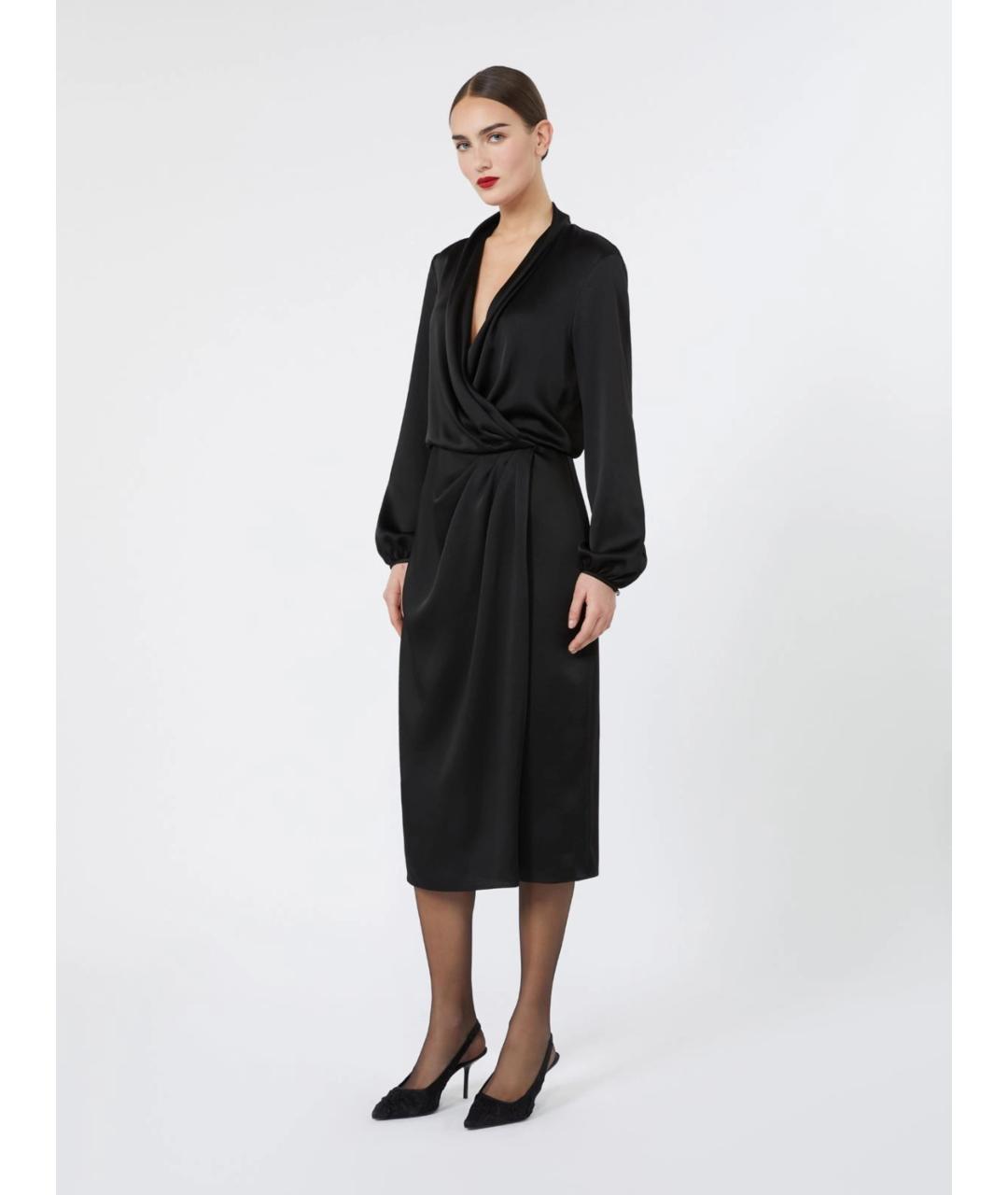 MAX MARA STUDIO Черное ацетатное повседневное платье, фото 2