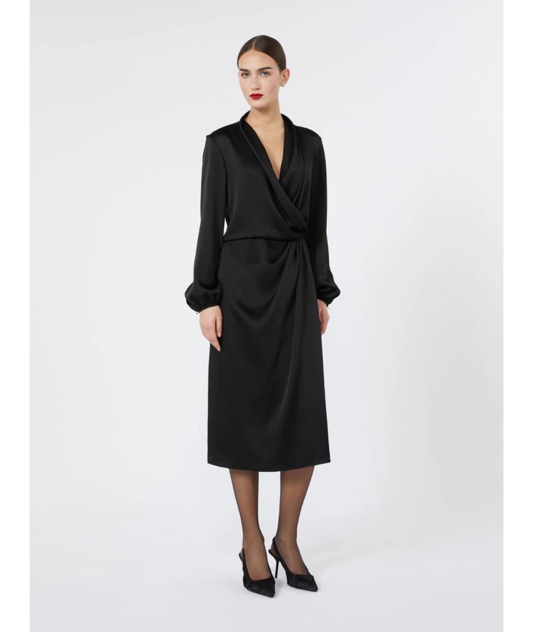 MAX MARA STUDIO Черное ацетатное повседневное платье, фото 3