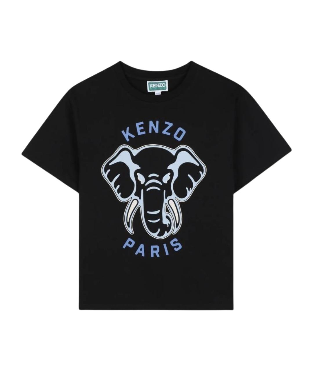 KENZO Черная хлопковая детская футболка, фото 1