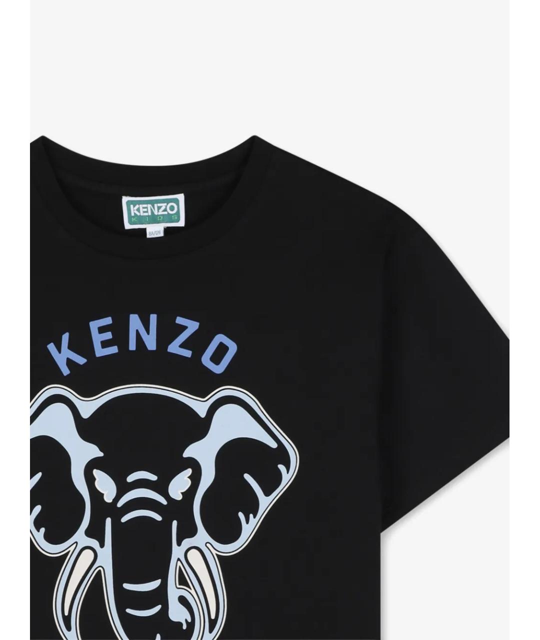 KENZO Черная хлопковая детская футболка, фото 3