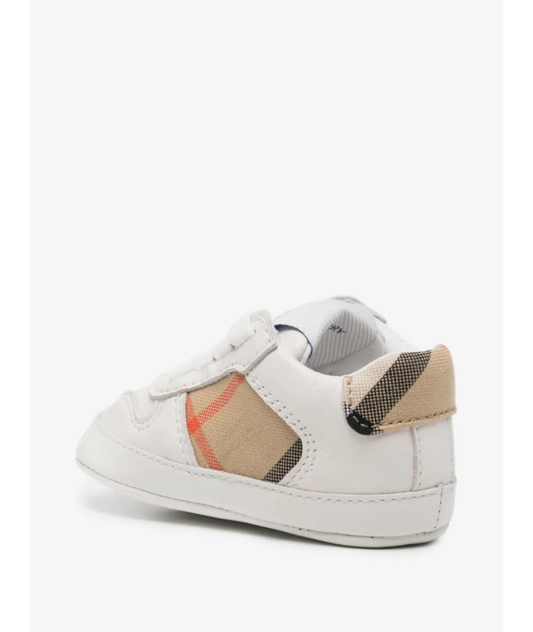BURBERRY Белые кожаные пинетки, фото 2