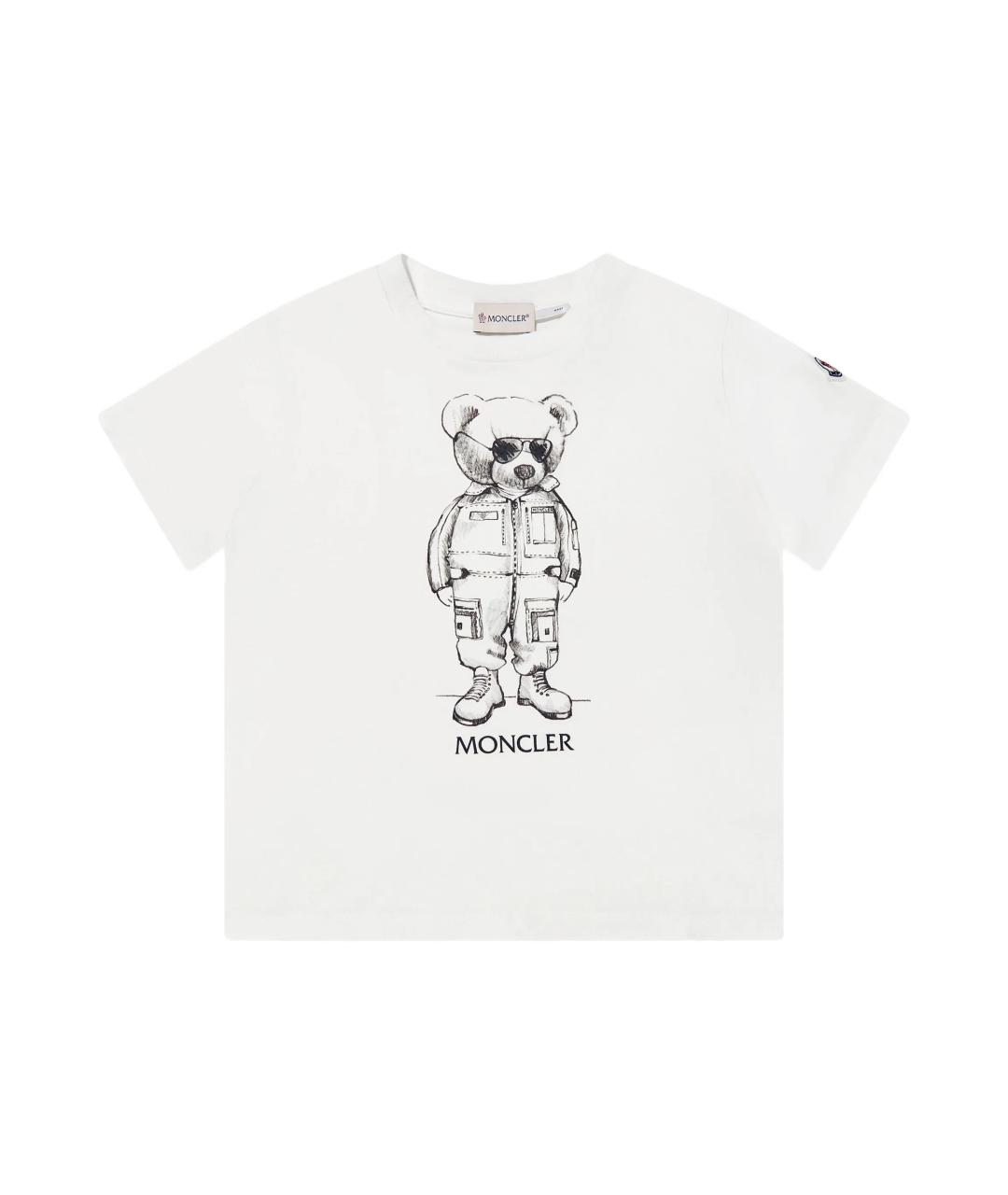 MONCLER KIDS Белая хлопковая детская футболка, фото 1