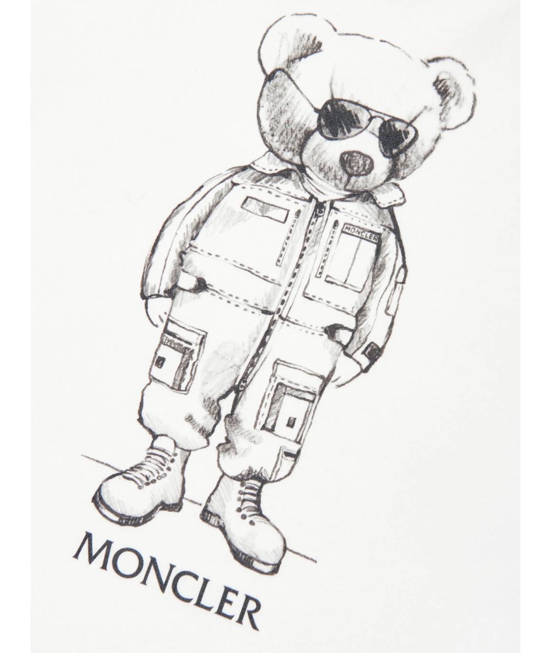 MONCLER KIDS Белая хлопковая детская футболка, фото 3