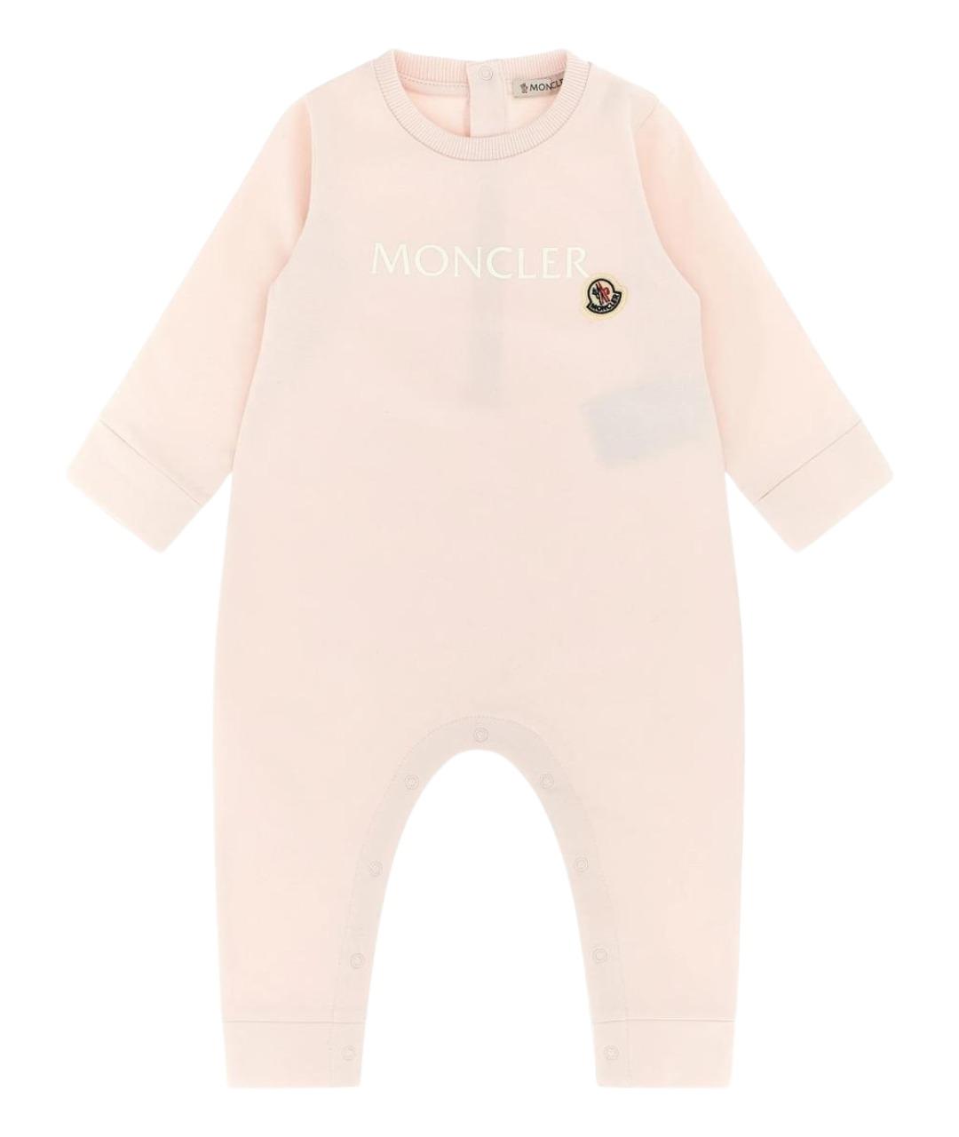 MONCLER KIDS Розовый хлопковый боди/ползунок, фото 1