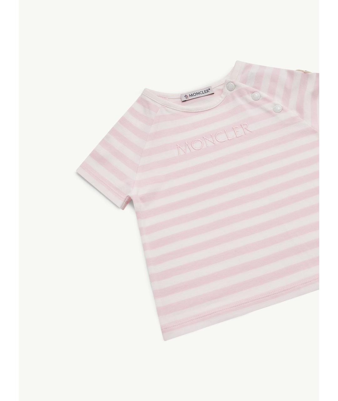 MONCLER KIDS Розовый хлопковый футболка / топ, фото 3