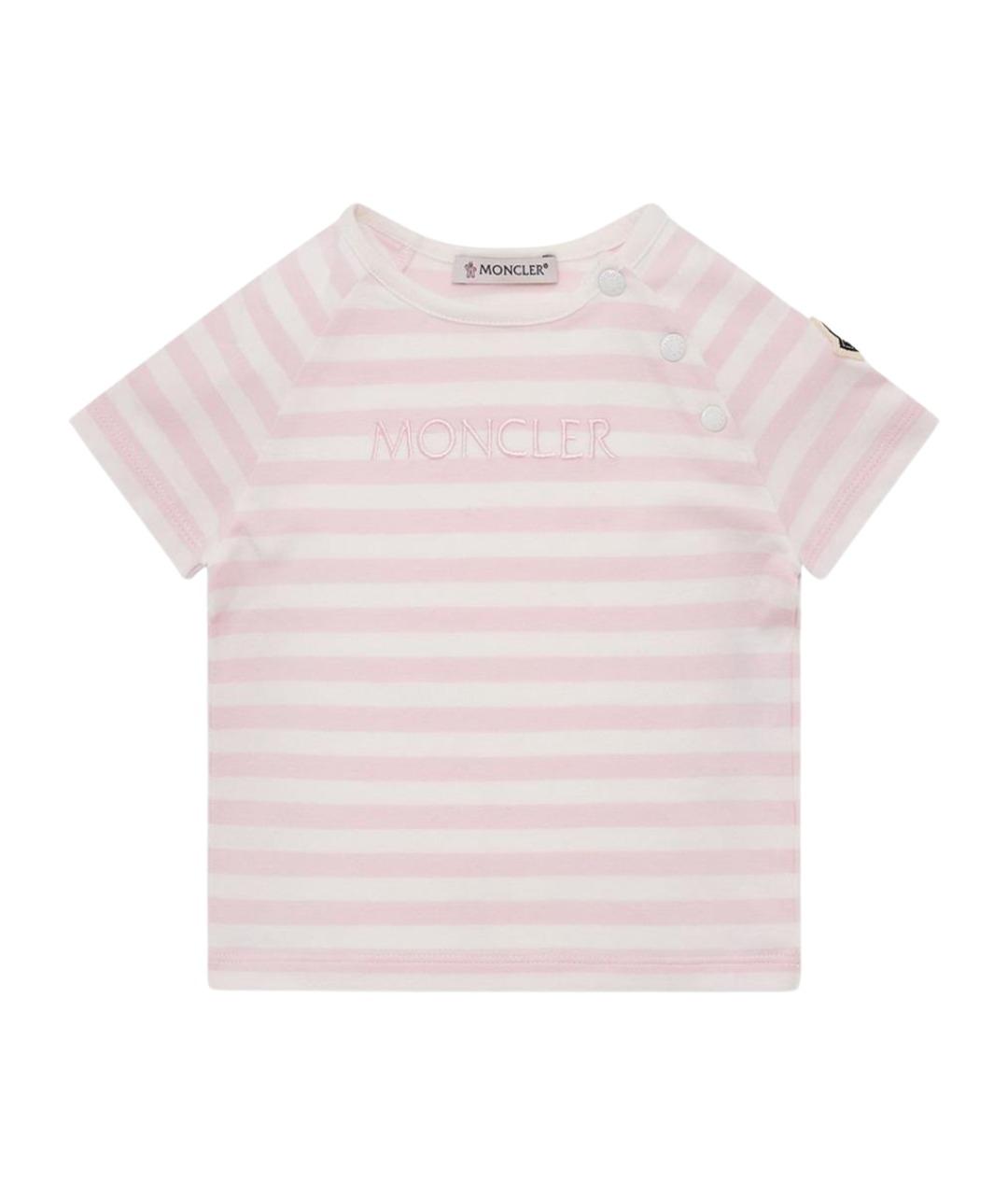 MONCLER KIDS Розовый хлопковый футболка / топ, фото 1