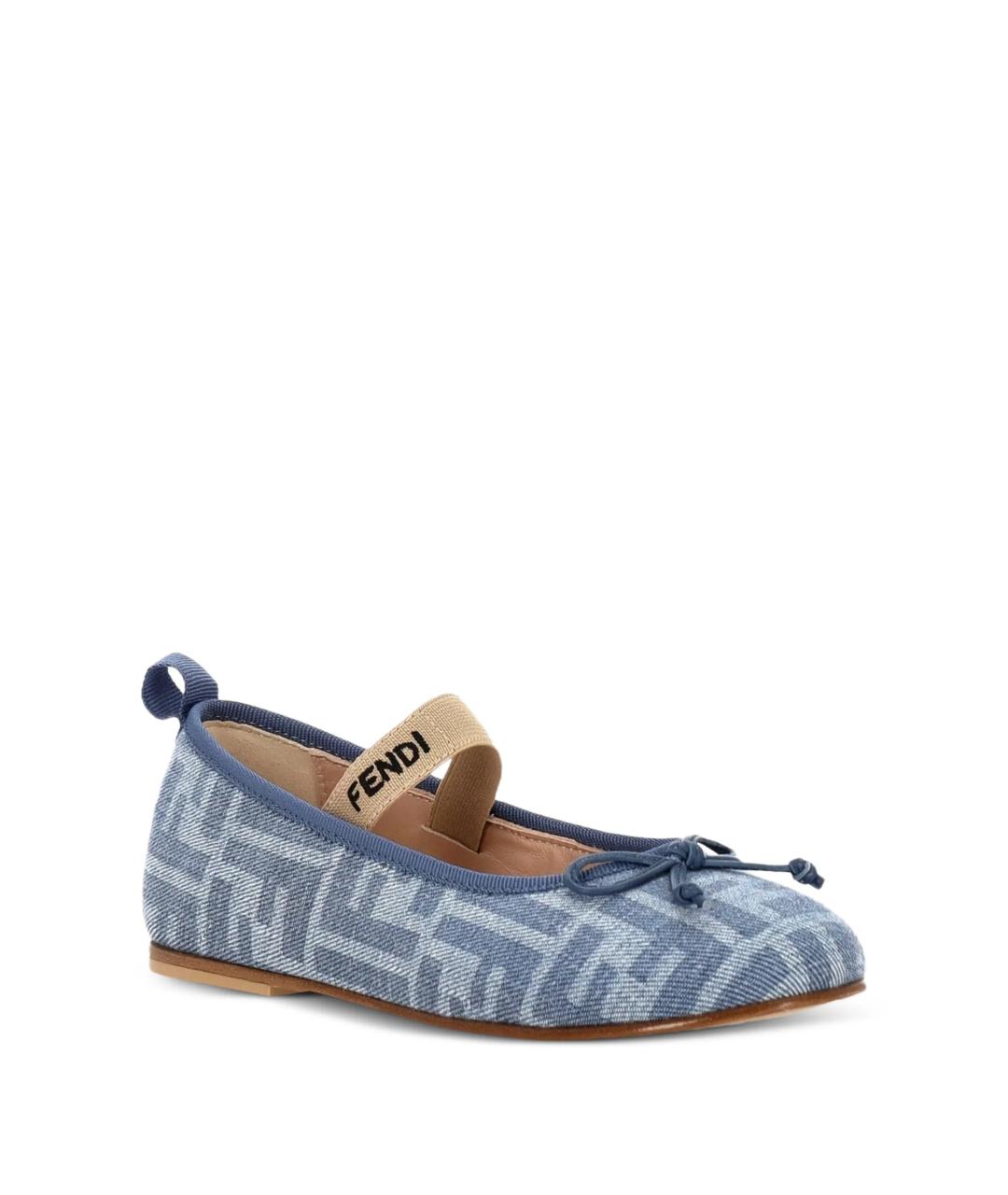 FENDI Синие текстильные балетки, фото 2