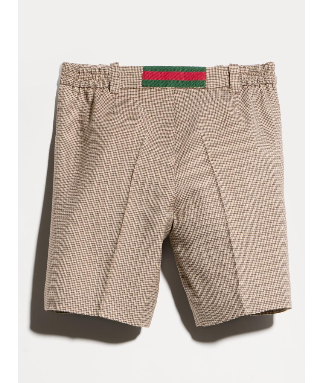 GUCCI Бежевые шерстяные брюки и шорты, фото 2