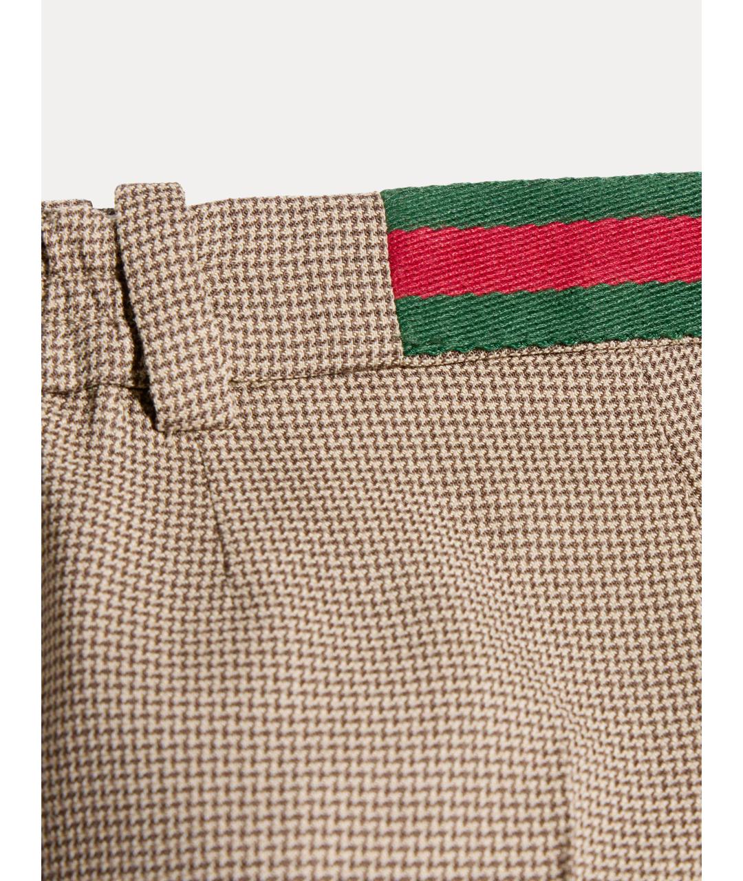 GUCCI Бежевые шерстяные брюки и шорты, фото 3