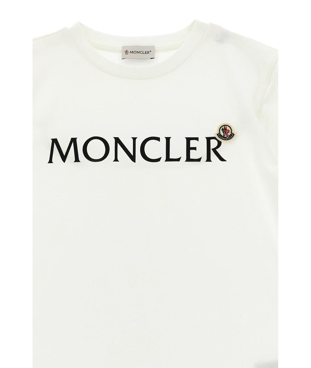 MONCLER KIDS Белая хлопковая детская футболка, фото 3