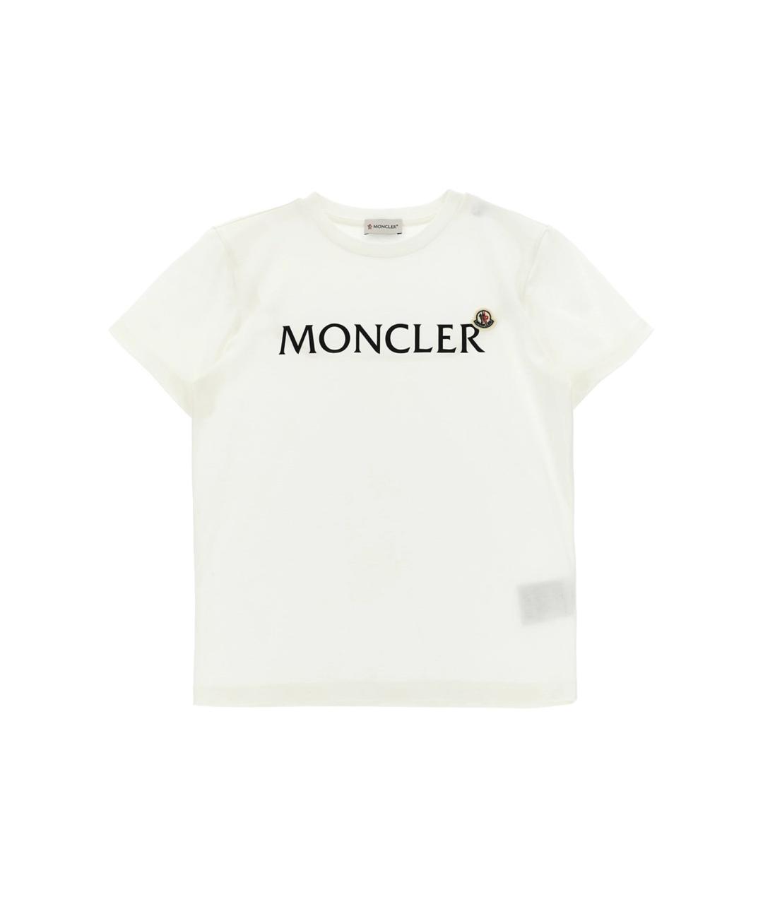 MONCLER KIDS Белая хлопковая детская футболка, фото 1