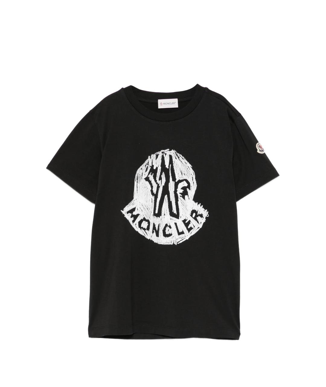 MONCLER KIDS Черная хлопковая детская футболка, фото 1