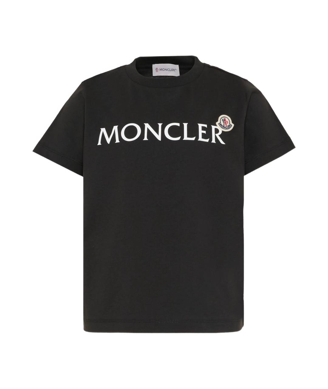 MONCLER KIDS Черная хлопковая детская футболка, фото 1