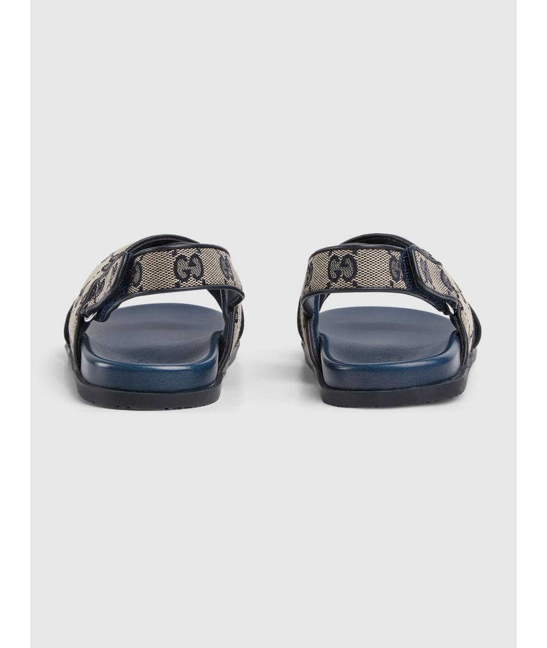 GUCCI Синие текстильные сандалии и шлепанцы, фото 2